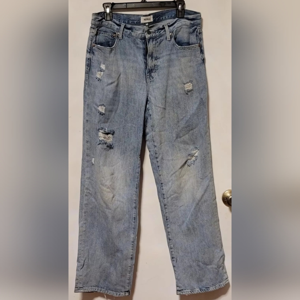 Pistola LA "Bobbie" Wide Leg Ankle Distressed  Womens Jeans Size 30